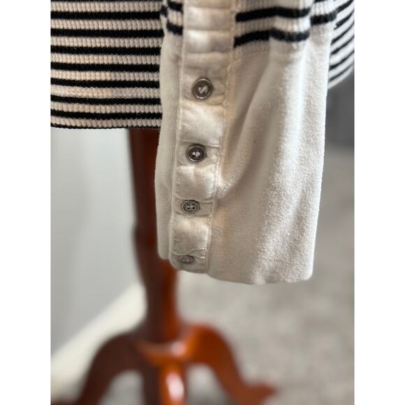 Sundance thermal top black white striped long sleeve with velvet cuff trim Sz XL - Picture 4 of 9